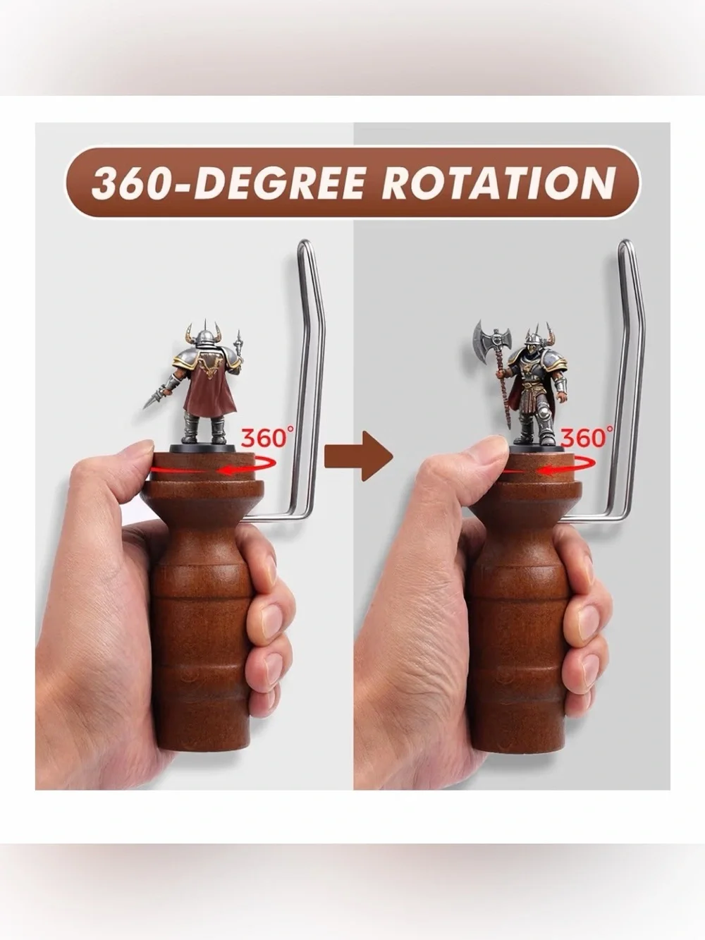 Golden Maple Miniature Painting Handle - 360 Degree Rotating